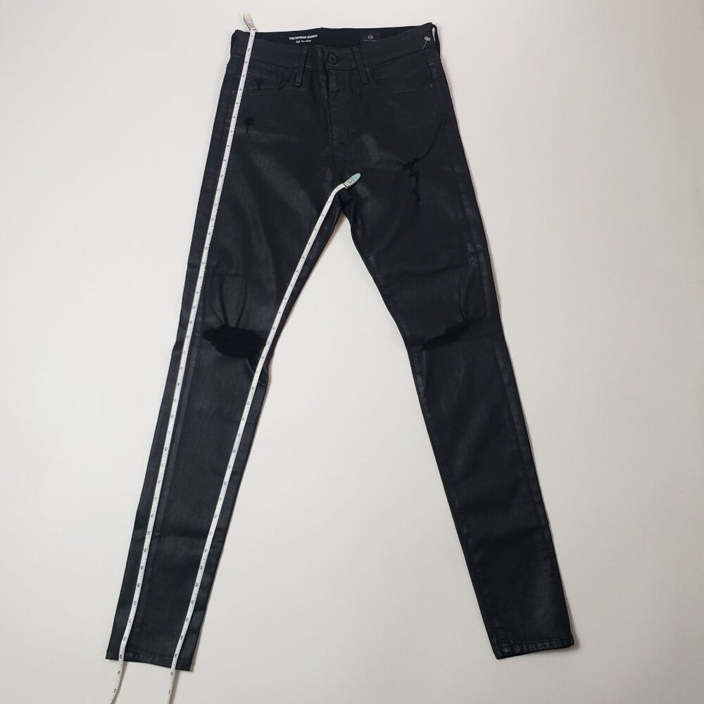 AG Adriano Goldschmied The Farrah Skinny Distressed Women's 27 Black Leatherette - Picture 6 of 16